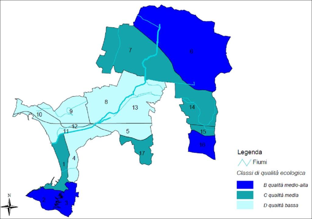 Fig. 8 Classificazione delle aree in base alla valutazione di qualità ecologica