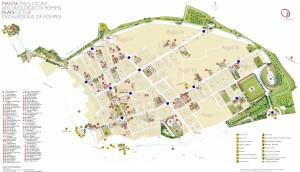 Mappa della città di Pompei con indicazione dei punti di posizionamento delle mappe.