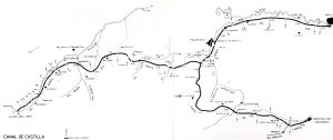 Fig. 3  Percorso del canale di Castiglia con indicazione enumerazione delle chiuse