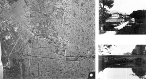 Fig. 16 _ Aerofotogramma IGM 1956 e foto anni ‘60: Istituto Sperimentale di Tabacchi (sopra) e Ponte Nuovo (sotto) 